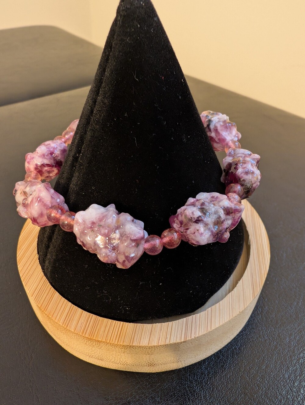 Pink And Purple Cluster Bead Stretch Bracelet - Women Statement Jewelry